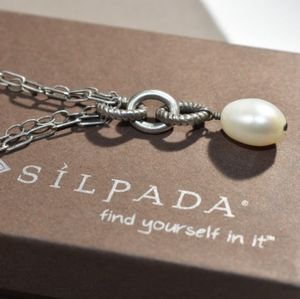 Silpada Necklace Sterling Silver Freshwater Pearl N1353 Toggle Retired